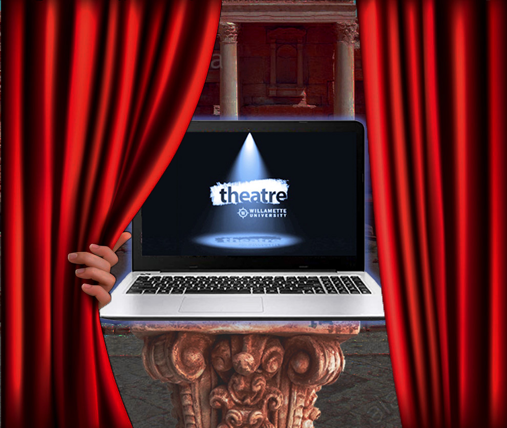 computer on a stage