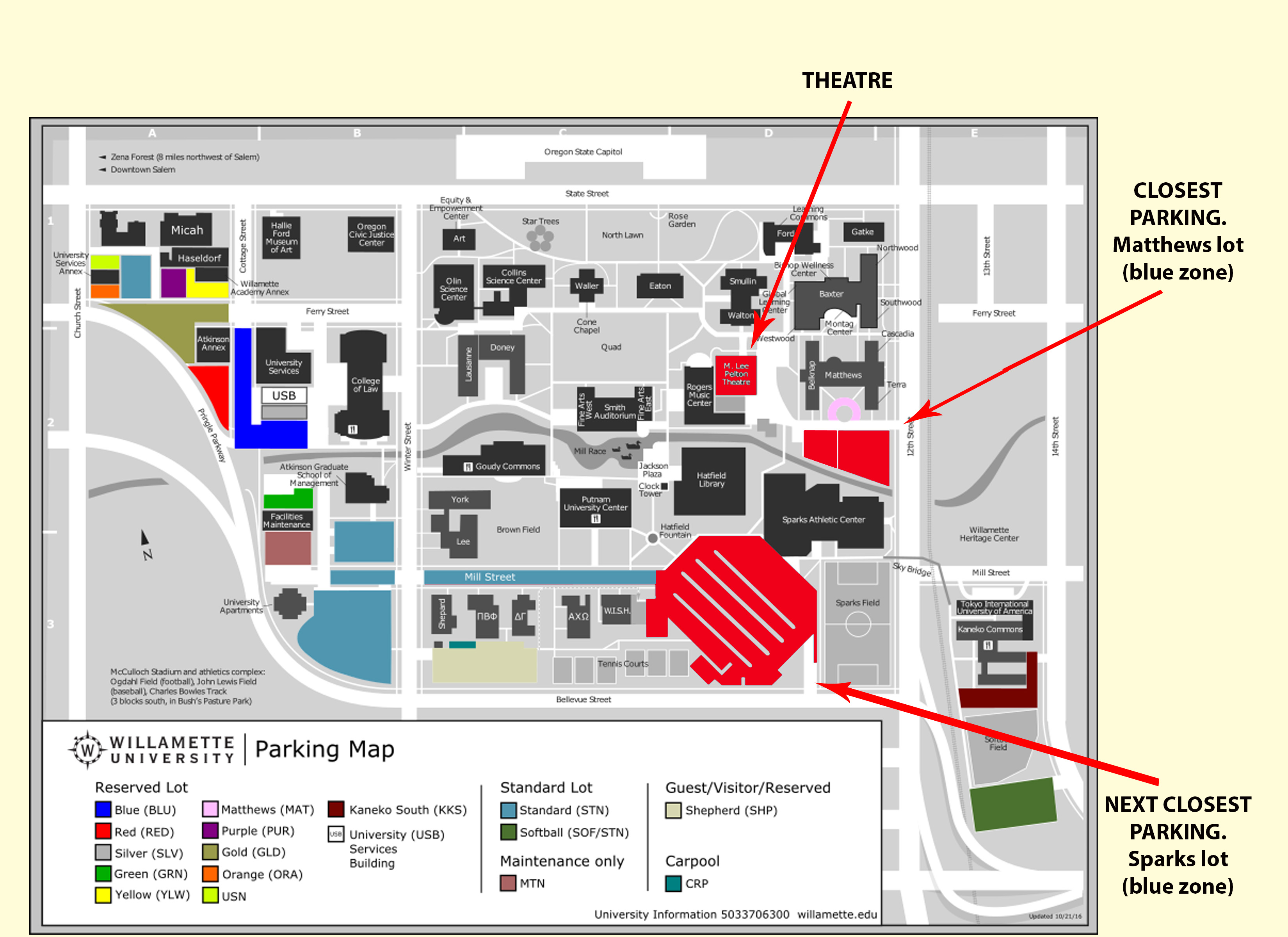 Parking map (printable), Pelton & Putnam Theatres